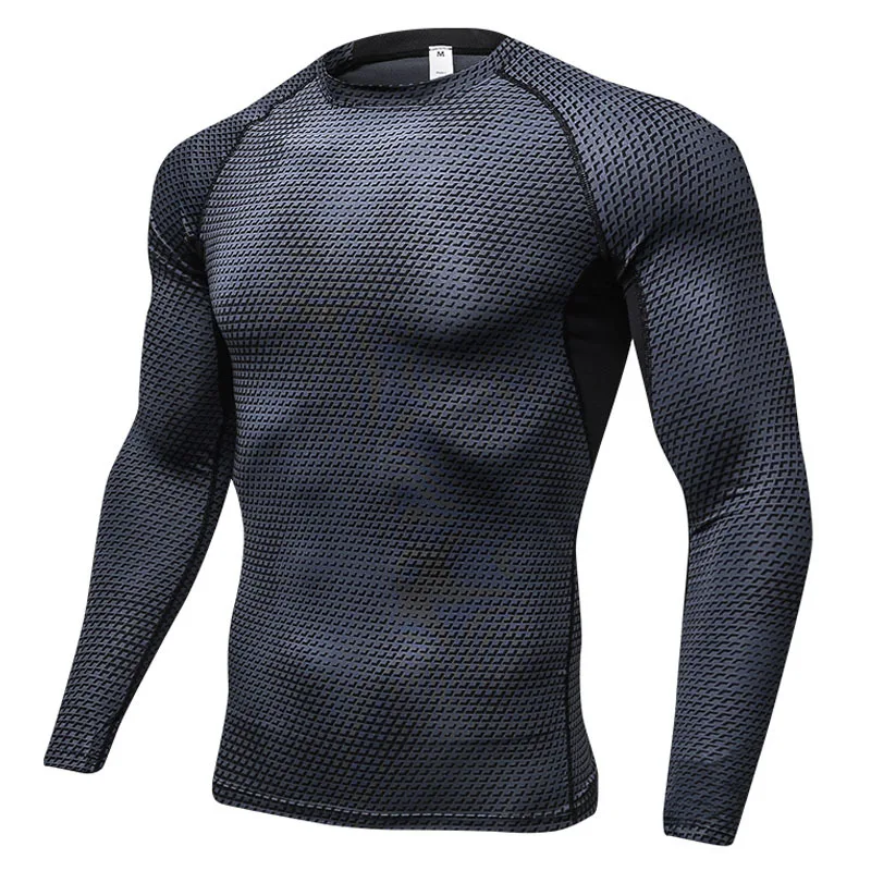 

Outdoor Sports Men Long Sleeve Compression Trainning Tops Tight T-Shirts Fast Drying Fitness Base Layer Tops Y6