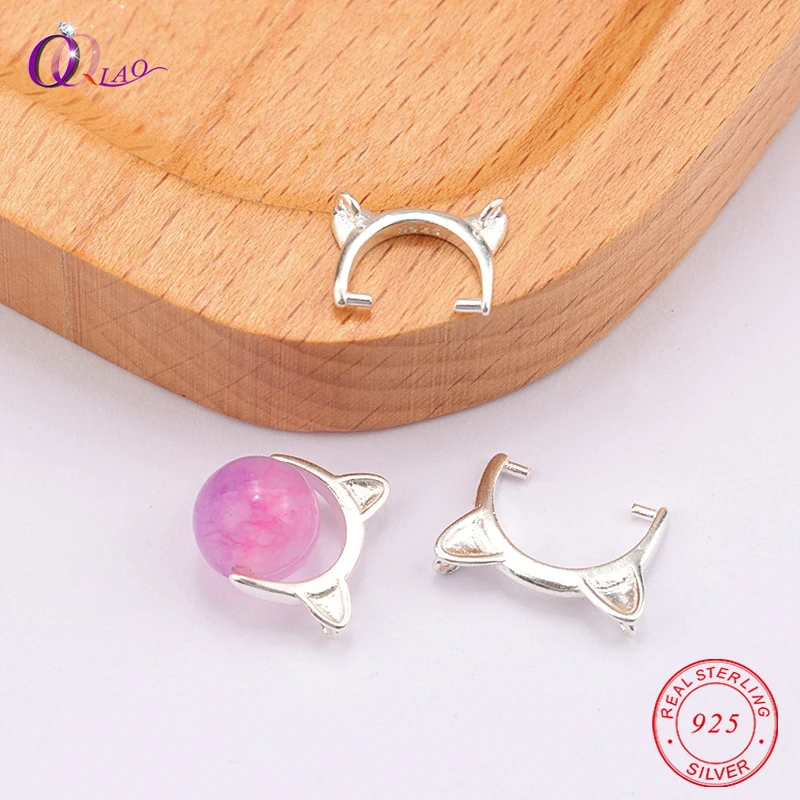 

One piece 925 sterling silver cat bead caps for Necklace&bracelet making silver Jewelry Findings Suitable for 6 8 10mm beads