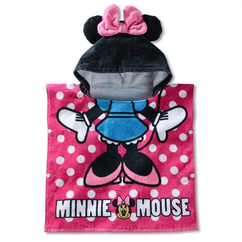 Детское Хлопковое полотенце с капюшоном с Микки Маусом и Минни, плащ с изображением машинки из мультфильма «Дисней» для мальчиков и девочек, быстросохнущие пляжные полотенца Банные полотенца - Цвет: Minnie