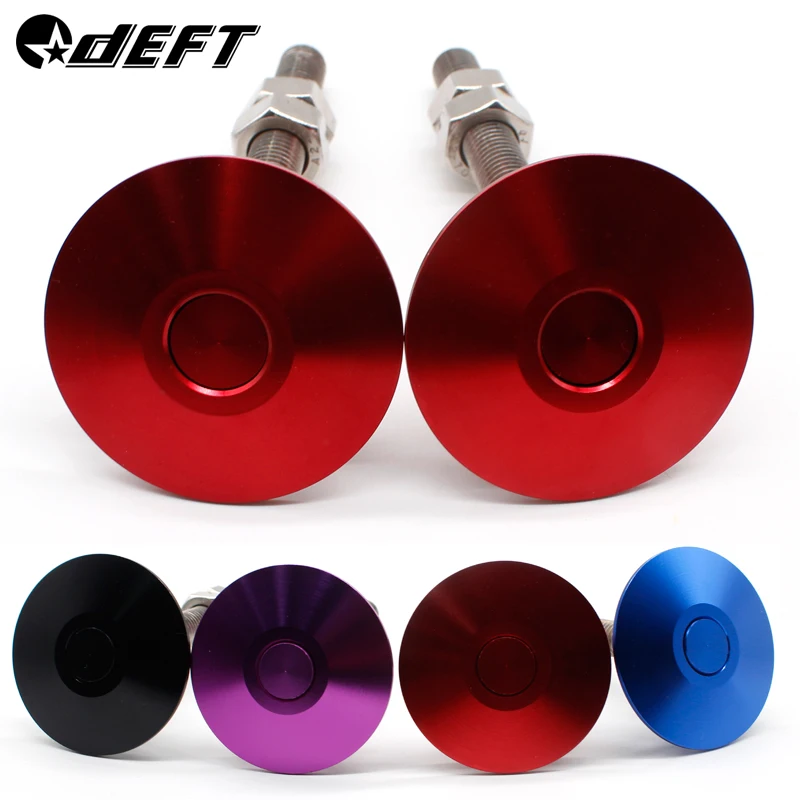 

DEFT 2Pcs Universal Engine Bonnets Lock Push Button Billet Hood Pins Lock Clip Kit Car Quick Latch Engine Bonnets Lock Aluminum