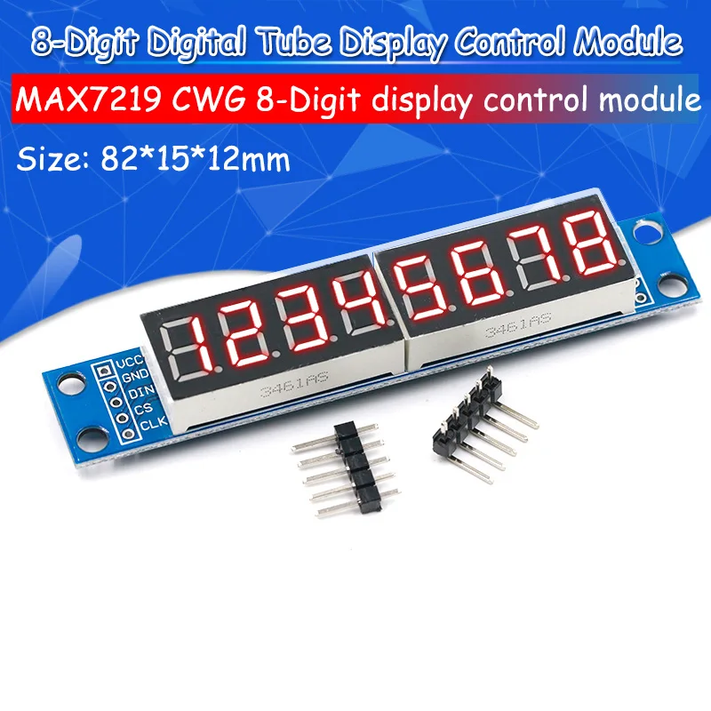 

MAX7219 LED Dot Matrix 8 Digit Digital Tube Display Control Module 3.3V 5V Microcontroller Serial Driver 7-segment