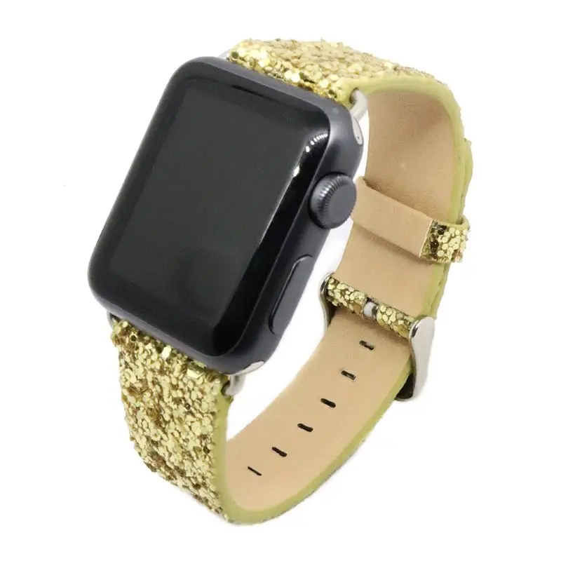 Рождественские блестящие Роскошные наручные часы Iwatch из искусственной кожи ремешок для Apple Watch серии 3/2 38 мм 42 мм - Цвет: D