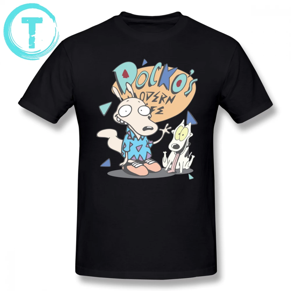 Дешево Nickelodeon футболка Rocko S современная жизнь Футболка с принтом Рубашка короткими рукавами 100 хлопок XXX человек повседневное забавная футболка