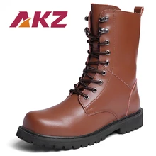 AKZ Man Mid calf Boots New Autumn Winter warm Men Martin Boots High Quality Split leather Male High Boots Motorcycle Boots цена AKZ Man Mid calf Boots New Autumn Winter warm Men Martin Boots High Quality Split leather Male High Boots Motorcycle Boots цены онлайн