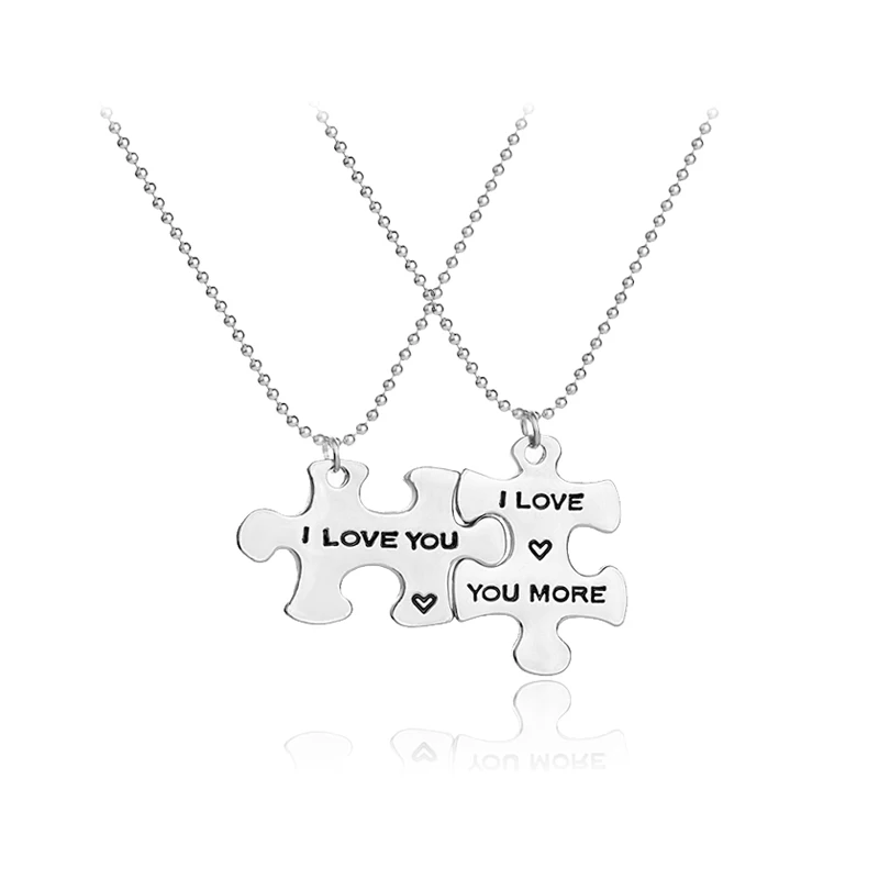 i love you necklaces for lovers Interlocking Jigsaw Puzzle i love you