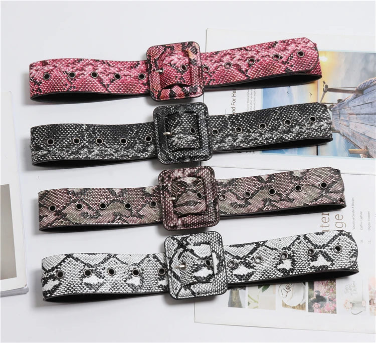 belt female PU leather square buckle belts for women designer brand luxury women Pink Grey Belts ...