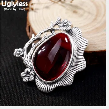 

Uglyless 100% Real Solid 990 Pure Silver Handmade Flower Pendants for Women Abstract Triangle Chalcedony Necklaces NO Chains