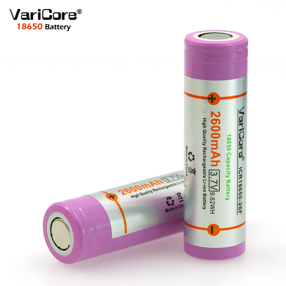 4 pcs.  original VairCore 18650 3.7 V 2600 mAh rechargeable battery ICR18650-26F safe industrial battery