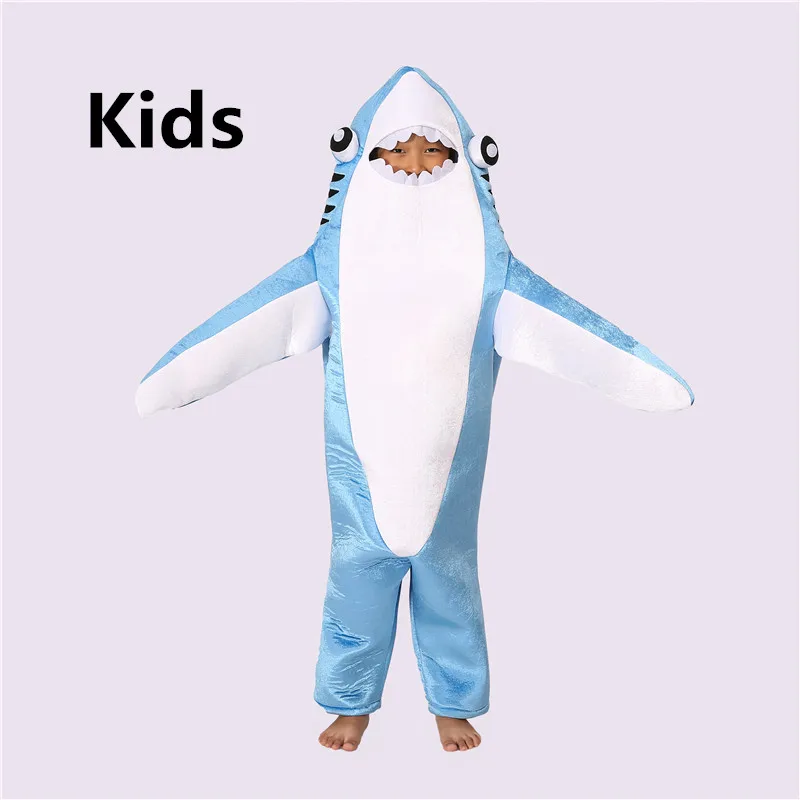 Маскарадный костюм акулы для детей и взрослых, сценический комбинезон с акулой, костюмы на Хэллоуин для выступлений - Цвет: Kids