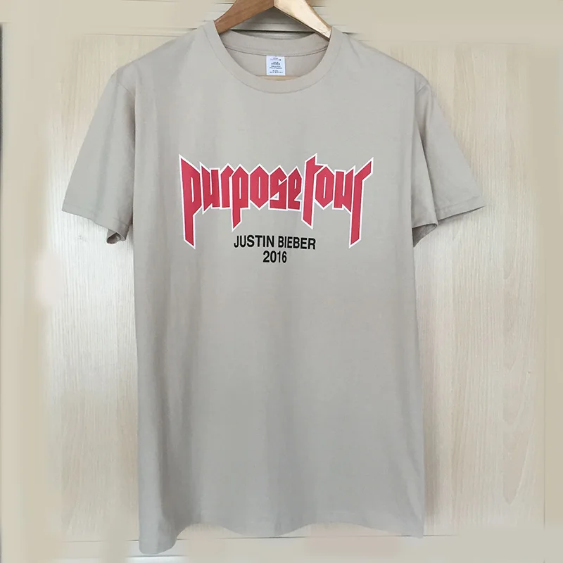 2016 Summer Justin Bieber Fear of God Purpose Tour O-Neck Short Tee Sand  Color Merchandise Tour Tshirt Homme Clothing Limit _ - AliExpress Mobile