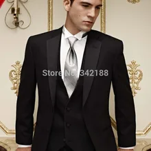 Горячая распродажа черный жених смокинги нотч жениха мужчины свадебные костюмы( куртка+ брюки+ галстук+ жилет) / костюмы / свадьба suitswedding