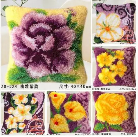 

Latch Hook DIY Needlework Unfinished Crocheting Cushion Mat Embroidery Carpet Rug Mr. Bear Home Decor latch hook flower