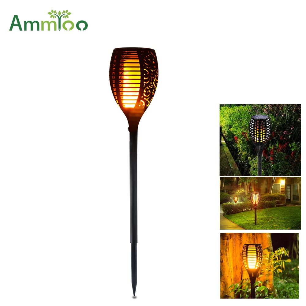 

AmmToo Solar Path Torches Lights Waterproof Flame Lighting 96LED Flickering Torch Lights For Garden/Pathways/Yard Decor 2pcs/lot