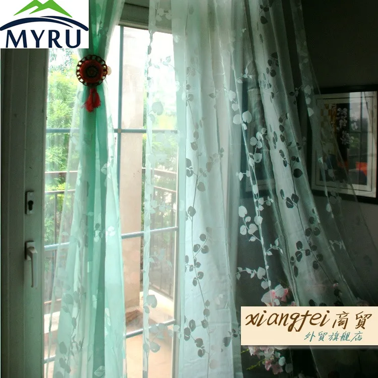 Myru 140 240 Cm Mintgrun Beflockung Voile Vorhange Stanzen