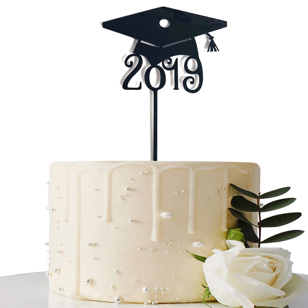 

1PCs New 2019 Graduation Cake Topper Doctorial Hat Arylic Cake Packing Card For Graduate Theme Party Decorations Supplies