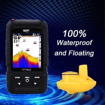 

Rechargeable Portable Fishfinder Sonar Sensor Echo Sounder Fishing Alarm Wireless Lucky Fish Finder Waterproof FF718LiC-W