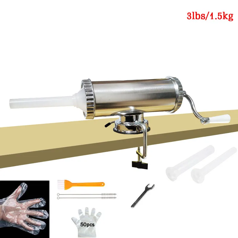 

3lbs/1.5L Manual Sausage Stuffer With Suction Base Homemade Sausage Meat Filler Aluminum Hand Operated Salami Sausage Maker