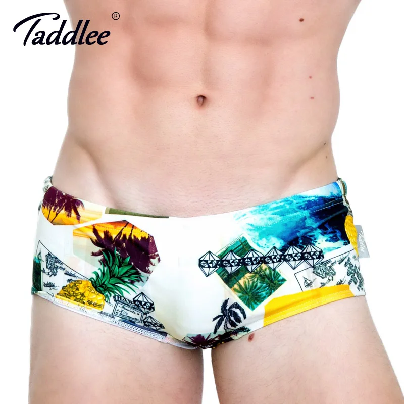 

Taddlee Brand Sexy Men's Swimwear Swimsuits Swim Boxer Brief Bikini Gay Low Waist 2017 New Design 3D Printed Beach Board Shorts