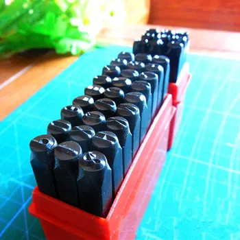 

Hand leather DIY tool letter punch digital red leather punching and carving seal set in English LOGO 4MM Numbers and Letters
