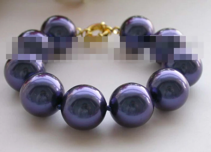 

09589 blue Round Shell Pearl Bracelet