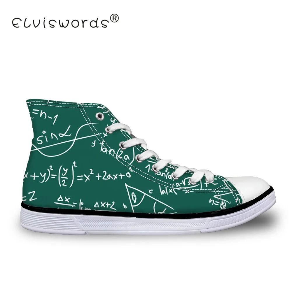 

ELVISWORDS Formula Printing Women's Vulcanize Shoes Teenagers Unique Sneakers for Students Fashion Lace-up Canvas Walking Shoes