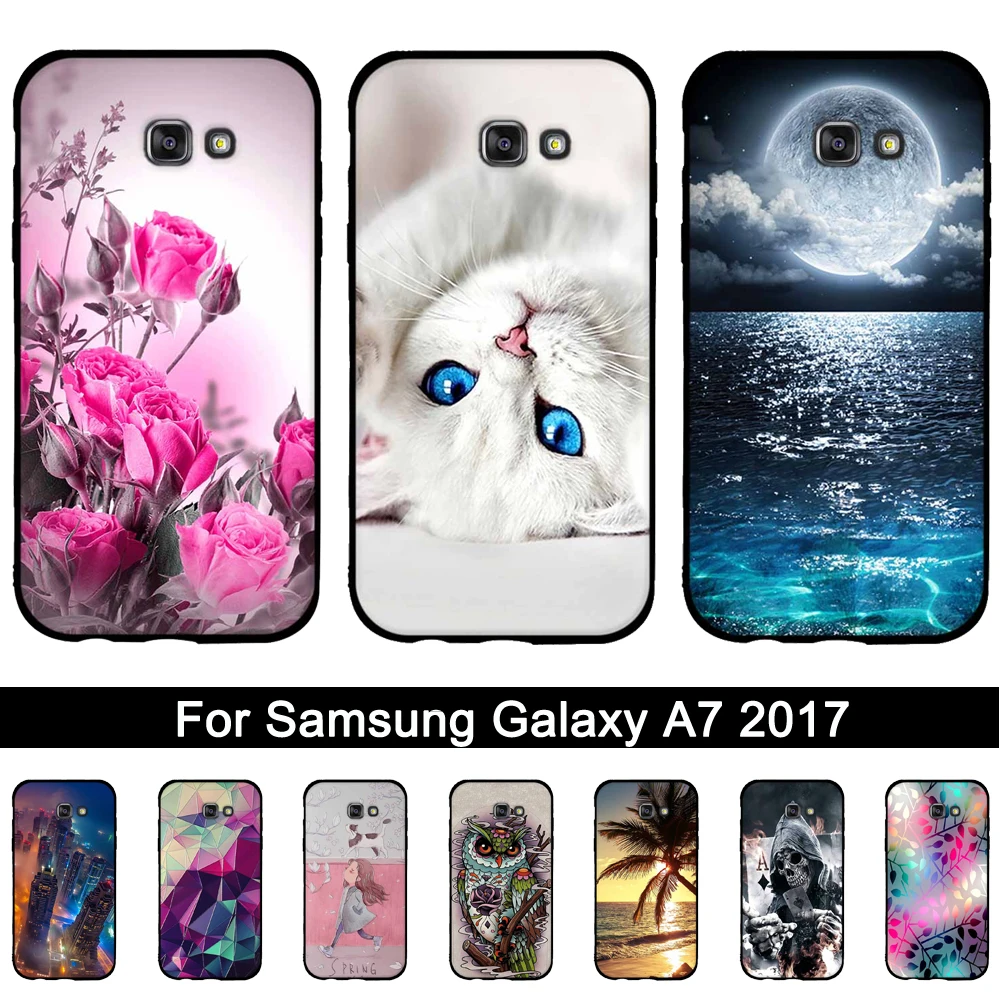 TPU чехол для Samsung A7 2017 A720F Мягкий силиконовый телефона рельефный 3D a7 A720 | Мобильные