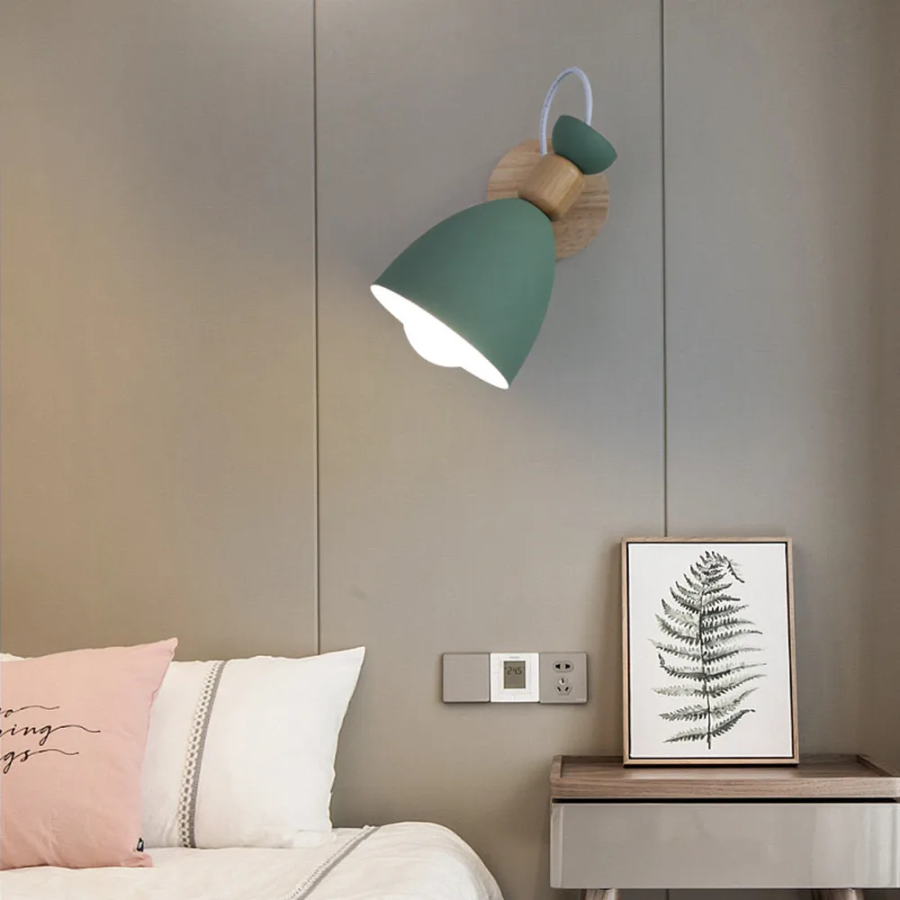 

E27 Bedside Lamp Sconce Modern Light For Bedroom Living Room Hallway Nordic Macaroon 3 Color Steering Head