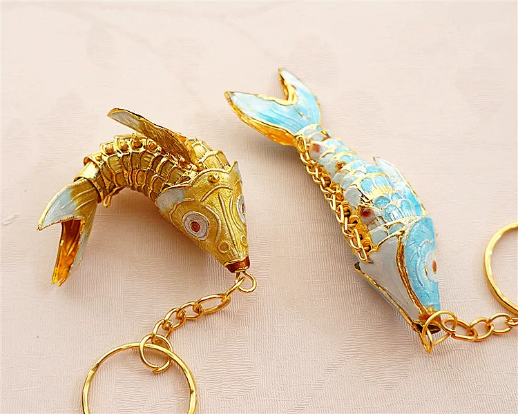 Cloisonne Swing 6,5 Koi Fish брелки брелок Ретро Китай карп эмаль ювелирные изделия аксессуары брелок Подвеска этнический подарок