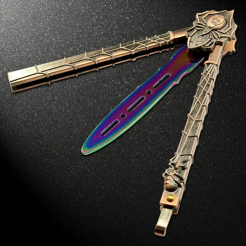 Spider Colorful Araneid METAL BUTTERFLY Practice Knife Portable Pocket