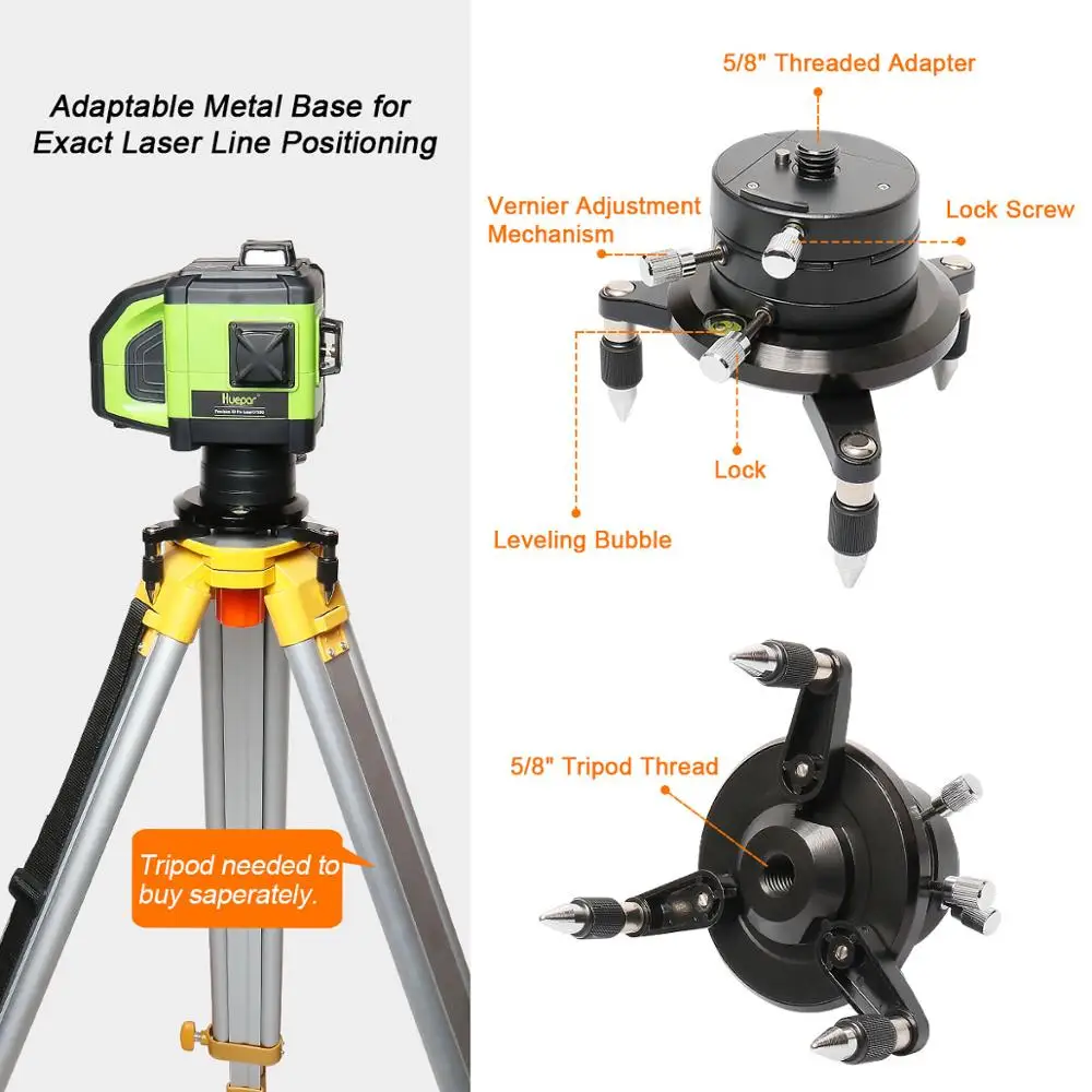 Kaufen Huepar Elektronische Selbst Nivellierung 3D Grüne Strahl Laser Level 3x360 Kreuz Linie Drei Flugzeug Nivellierung Ausrichtung  Dual Hang Funktion