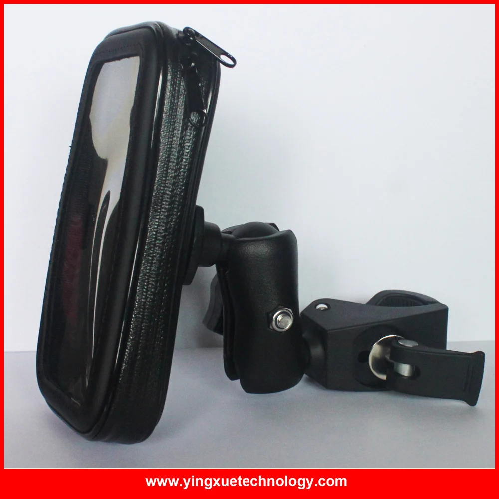Universal Motorcycle Handlebar Bicycle Rail Mount Cell Phone Mount With Water Resistance Zipper Case Holder for