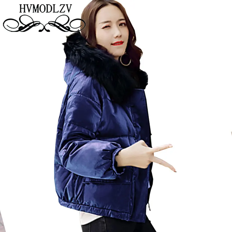 

Hooded Fur Collar Winter Women Short Cotton Coat Parka 2017 Pplus size thicker Female Jacket Quality Warm Femme Outerwear Ls653