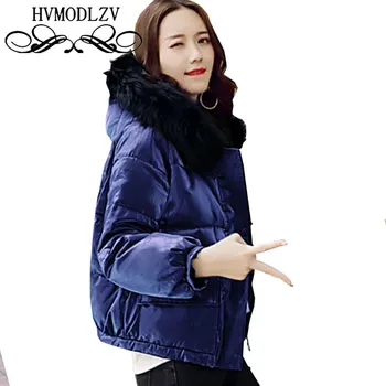 

Hooded Fur Collar Winter Women Short Cotton Coat Parka 2017 Pplus size thicker Female Jacket Quality Warm Femme Outerwear Ls653