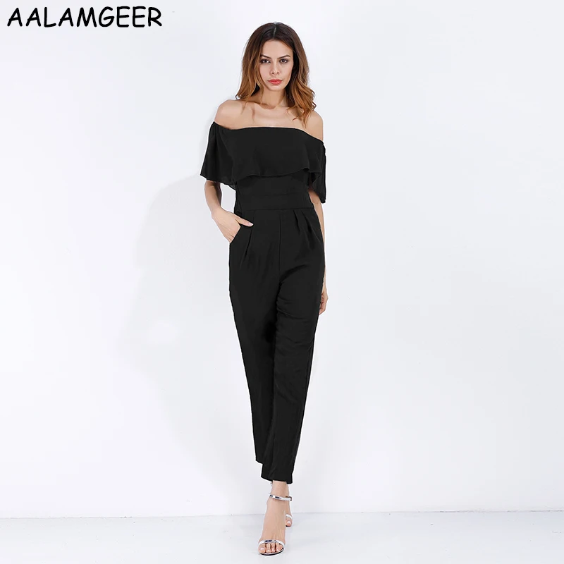 AALAMGEER Rompers Womens Jumpsuit 2017 Sexy Slash Neck