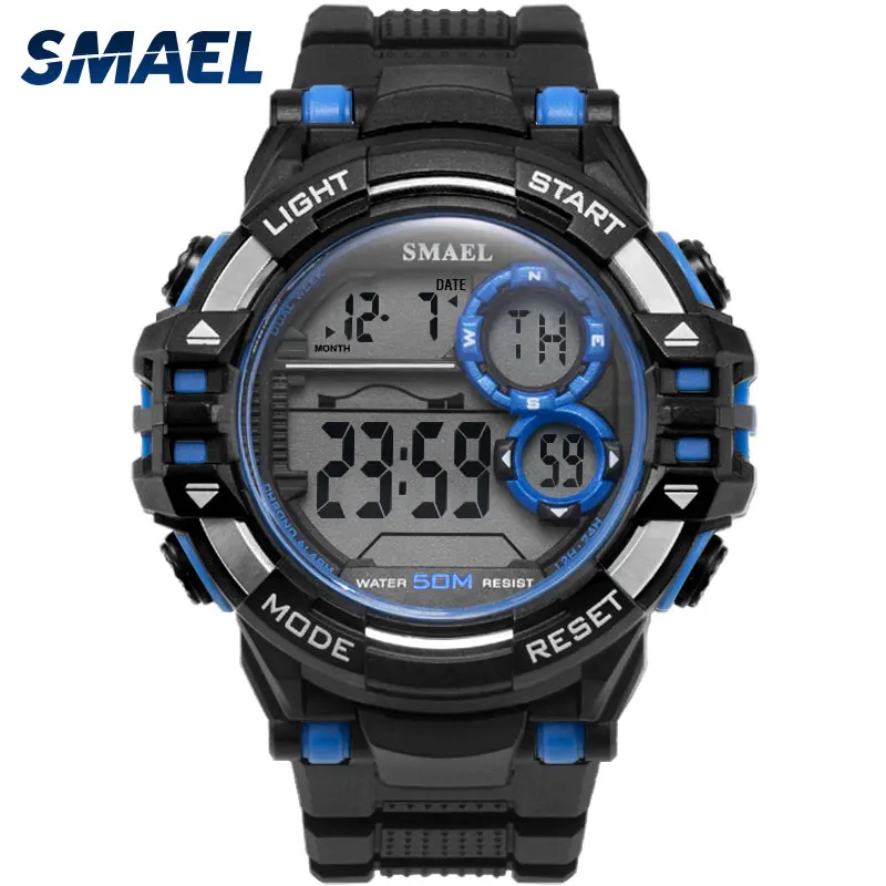 

Digital Wrsitwatches Sports Outdoor SMAEL New Watches Black Men Watch Automatic Fashion Clock 1515 Waterproof Sport Watches LED