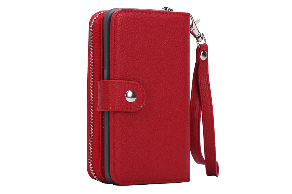 2 в 1 Многофункциональный Кожаный клатч на молнии с отделением для карт, кошелек, чехол для сотового телефона, для Samsung Galaxy S6 S6Edge S6Edge Plus - Цвет: red