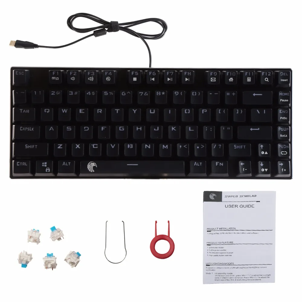 Механическая клавиатура TKL алюминиевая игровая со съемным кабелем и