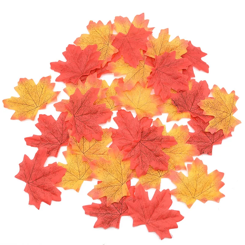 

50 Pcs 7*8.5CM Big Artificial Maple Leaves Autumn Silk Fake Fall Leaf Wedding Party Decor Craft Art Home Bedroom Wall Decoration