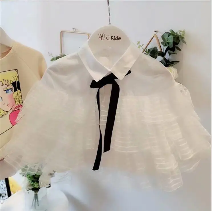 

2019 Korean style girls ruffles shirt fashion summer cotton voile girls blouse 1-6t B764