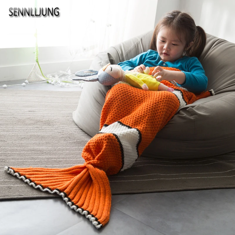 

SENNLLJUNG Mermaid Blanket For Child Plaid On The Sofa Chunky Knit Blanket Yarn For Knitting Anti-Pilling Spring Decoration