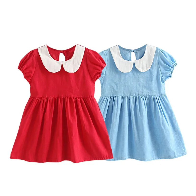 Kids Dresses For Girls 2018 Summer Cotton Girl Doll Collar
