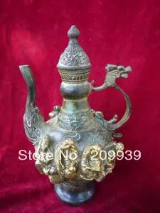 

Fast ship Hd0117 Very rare Ming Dynasty (xuan de1426-1438) Bronze teapot,8 fairy