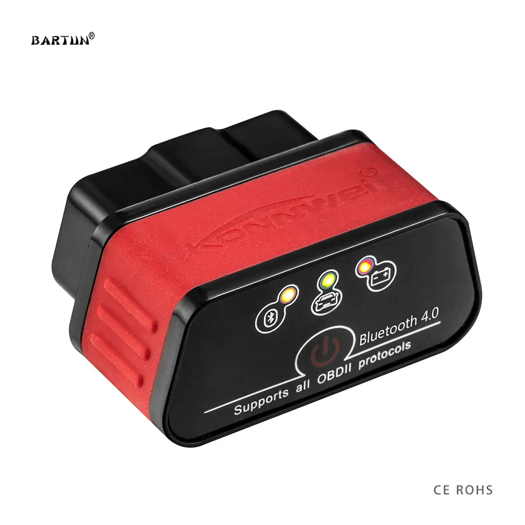 New Elm 327 Bluetooth Scanner Adapter OBD OBD2 Diagnostic Tool OBDII Reader Vag Com Scan Tools Car Detector Vehicle Code Readers