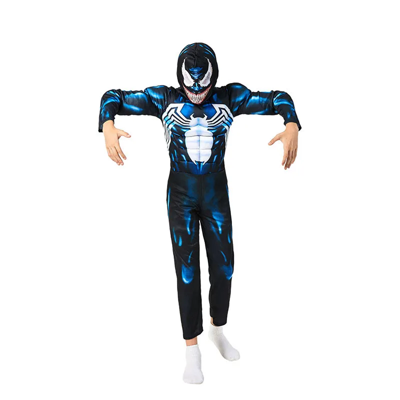 Рождество Косплэй Хэллоуин с рисунком мышц супергероя symbiote паук Гвен «Человек-паук» костюм Venom для маленького мальчика, спортивный костюм, маска для детей