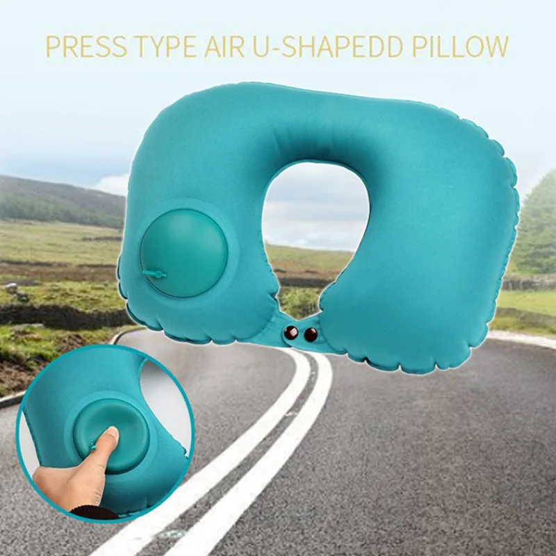 Новинка, u-образная Автоматическая надувная подушка для путешествий, подушка для шеи, автомобильная воздушная надувная подушка для шеи, дорожный подголовник, складной