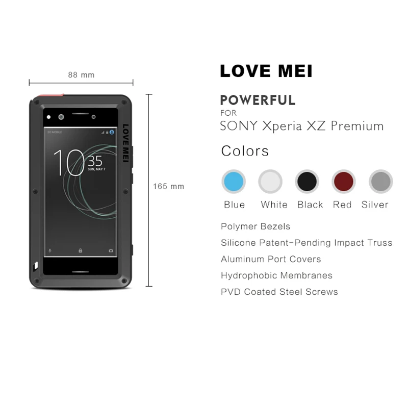 LOVE MEI Aluminum Metal Case For Sony Xperia XZ Premium  (1)