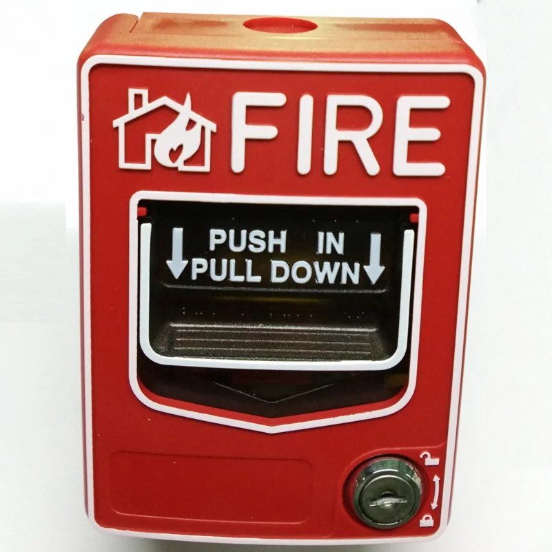 2 провода, обычная пожарная сигнализация, ручная точка вызова, кнопка пожарной тревоги, работает с любой обычной панелью