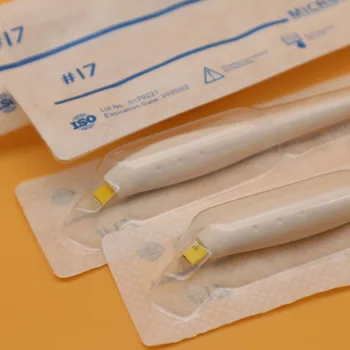 

10Pcs Disposable Eyebrow Microblading Pen With 17 Needle Blade Manual Tattoo Pen Shading Needle Handtool in Expiry date/Lot NO.