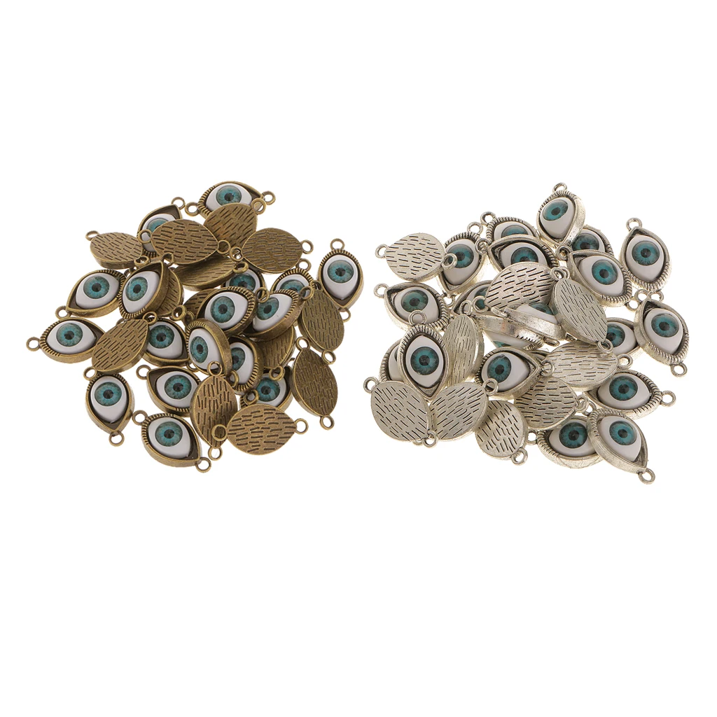 60Pcs Vintage Evil Eye Pendant Good Luck Amulet Charms for DIY Bracelet Necklace Jewelry Crafts Making Findings