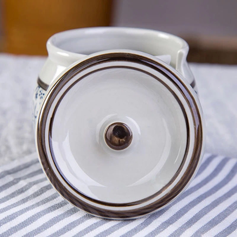 Useber Japanese Underglaze Color Ceramic Seasoning Pots Creative Hand Painted Salt Suger Cans Antique Green Glaze To Send Spoon